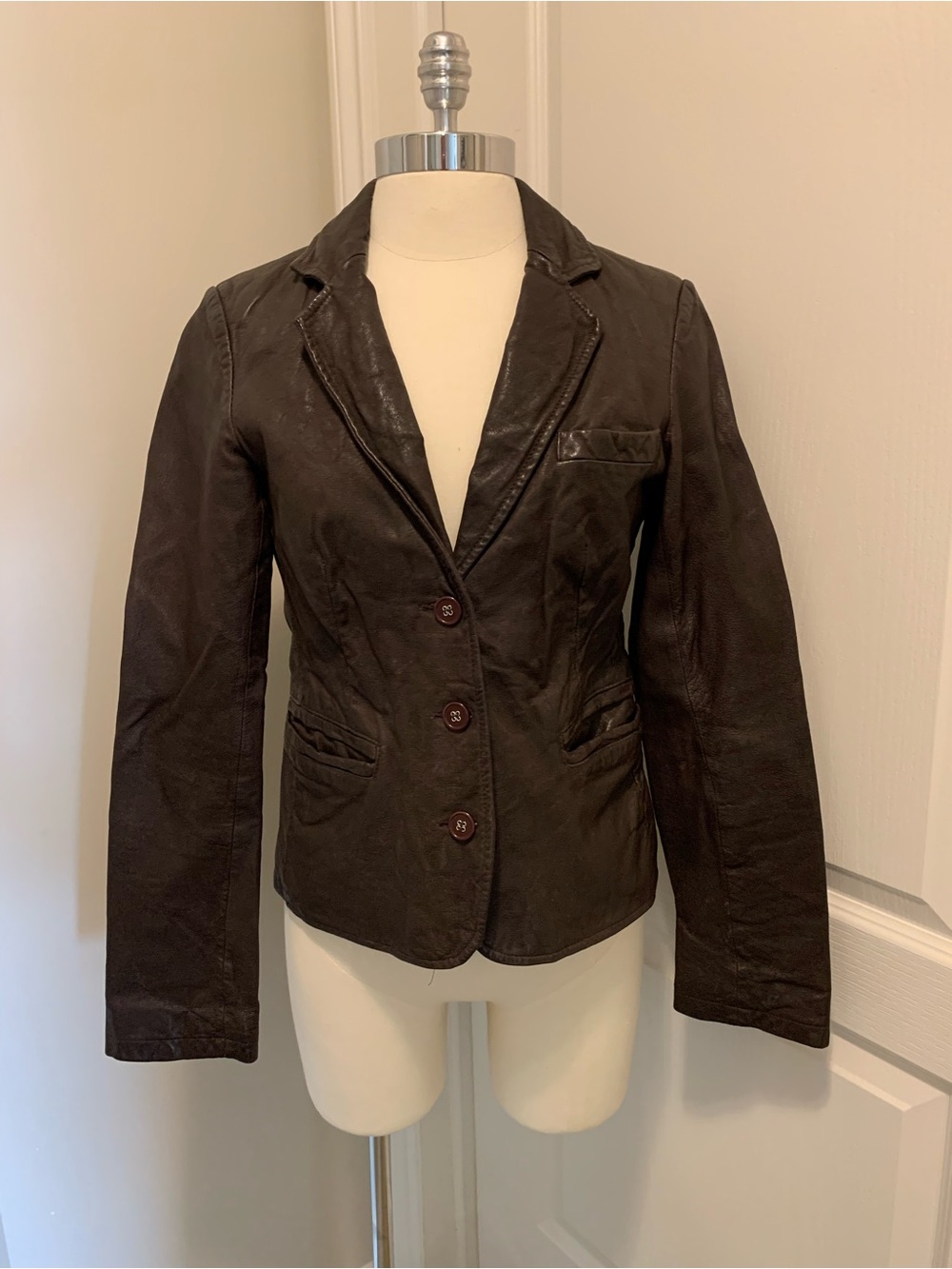 Smart Set Y2K Genuine Leather Dark Brown Blazer / Jacket